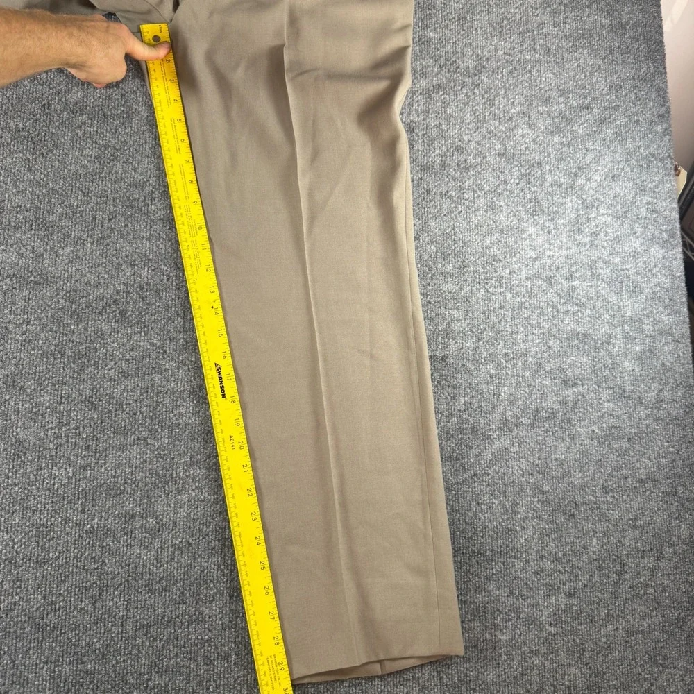 Vtg Haggar Dress Pants Mens 34x34 Brown Wool Blend Pleated Slash Pocket Career